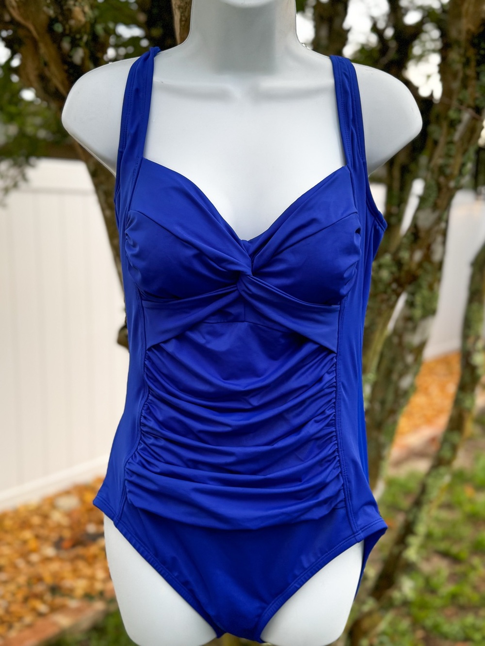 Embrace Your Curves Blue One Piece Swimsuit Womens Large 12/14 Ruched